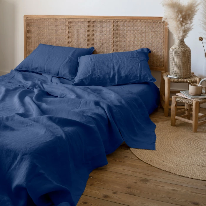 Drap De Lit Lin Lavé Songe Bleu De Chine 2 Drap De Lit Lin Lavé Songe Bleu De Chine – Image 2