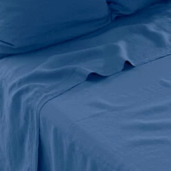 Drap De Lit Lin Lavé Songe Bleu De Chine 6 Drap De Lit Lin Lavé Songe Bleu De Chine -feuille Soldes Magasin drap de lit lin lave songe bleu de chine 2