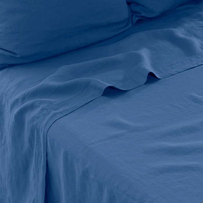 Drap De Lit Lin Lavé Songe Bleu De Chine 3 Drap De Lit Lin Lavé Songe Bleu De Chine – Image 3