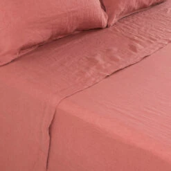 Drap De Lit Lin Lavé Songe Bois De Rose
