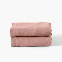 Drap De Lit Lin Lavé Songe Rose Cendré -feuille Soldes Magasin drap de lit lin lave songe rose cendre 3