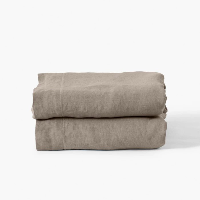 Drap De Lit Lin Lavé Songe Taupe 3 Drap De Lit Lin Lavé Songe Taupe – Image 3