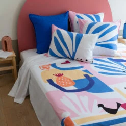 Drap De Lit Percale De Coton Imprimé Abstrait Artsy