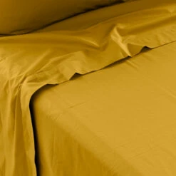 Drap De Lit Percale De Coton Neo Curry -feuille Soldes Magasin drap de lit percale de coton neo curry 2