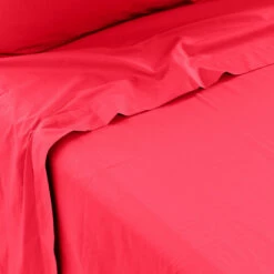 Drap De Lit Percale De Coton Neo Framboise -feuille Soldes Magasin drap de lit percale de coton neo framboise 3