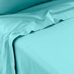 Drap De Lit Percale De Coton Neo Lagon -feuille Soldes Magasin drap de lit percale de coton neo lagon 3