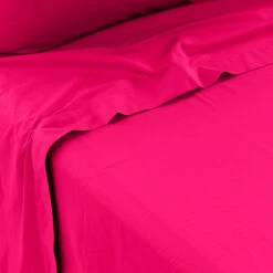 Drap De Lit Percale De Coton Neo Magenta -feuille Soldes Magasin drap de lit percale de coton neo magenta 3