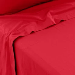 Drap De Lit Percale De Coton Neo Rouge -feuille Soldes Magasin drap de lit percale de coton neo rouge 3