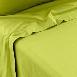 Drap De Lit Percale De Coton Neo Vert -feuille Soldes Magasin drap de lit percale de coton neo vert 3