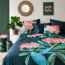 Drap De Lit Percale De Coton Protea -feuille Soldes Magasin drap de lit percale de coton protea 3