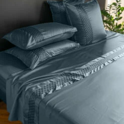 Drap De Lit Satin De Coton Cubes II Vert Cèdre