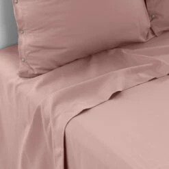 Drap De Lit Satin De Coton Lavé Bio Quartz Blush -feuille Soldes Magasin drap de lit satin de coton lave bio quartz blush 2
