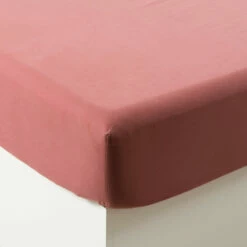 Drap Housse Coton Lavé Songe Bois De Rose