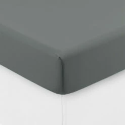 Drap Housse Coton Lavé Songe Kaki Cendré -feuille Soldes Magasin drap housse coton lave songe kaki cendre 2