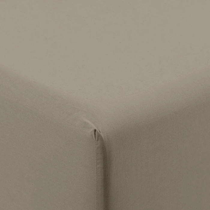 Drap Housse Coton Lavé Songe Taupe 4 Drap Housse Coton Lavé Songe Taupe – Image 4