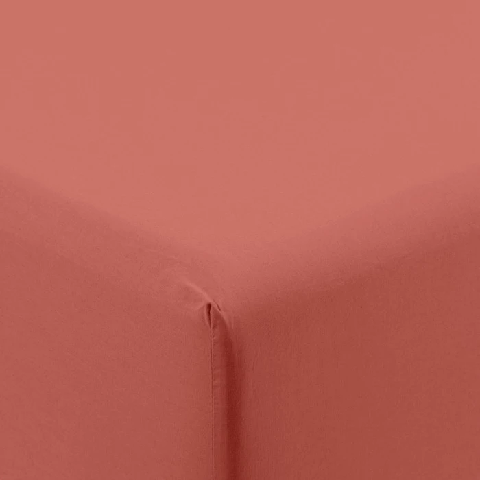 Drap Housse Coton Lavé Songe Terre Cuite 4 Drap Housse Coton Lavé Songe Terre Cuite – Image 4