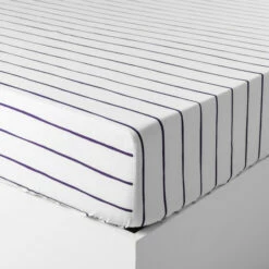 Drap Housse Percale De Coton Imprimé Rayures Ode