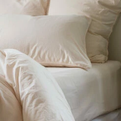 Drap Housse Pur Coton Lavé Biologique Souffle Vanille -feuille Soldes Magasin drap housse pur coton lave biologique souffle vanille 3