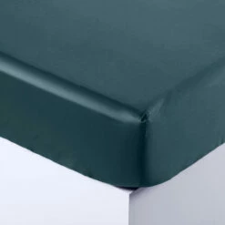 Drap Housse Satin De Coton Cubes II Vert Cèdre