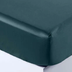 Drap Housse Satin De Coton Cubes II Vert Cèdre -feuille Soldes Magasin drap housse satin de coton cubes ii vert cedre 3