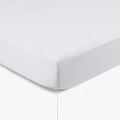 Drap Housse Satin De Coton Uni Prestige Blanc -feuille Soldes Magasin drap housse satin de coton uni prestige blanc 2