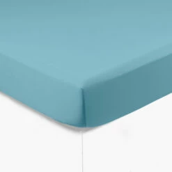 Drap Housse Satin De Coton Uni Prestige Glacier -feuille Soldes Magasin drap housse satin de coton uni prestige glacier 2