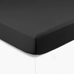 Drap Housse Satin De Coton Uni Prestige Noir -feuille Soldes Magasin drap housse satin de coton uni prestige noir 2