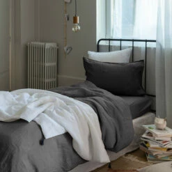 Housse De Couette Enfant Lin Et Coton Lavé Songe Charbon