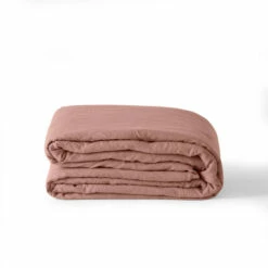 Housse De Couette Enfant Lin Et Coton Lavé Songe Rose Cendré -feuille Soldes Magasin housse de couette enfant lin et coton lave songe rose cendre 4