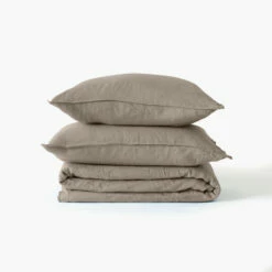 Housse De Couette Enfant Lin Et Coton Lavé Songe Taupe -feuille Soldes Magasin housse de couette enfant lin et coton lave songe taupe 2