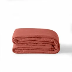 Housse De Couette Enfant Lin Et Coton Lavé Songe Terre Cuite -feuille Soldes Magasin housse de couette enfant lin et coton lave songe terre cuite 3