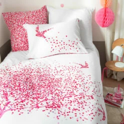 Housse De Couette Enfant Percale De Coton Imprimée Cœurs Mon Cœur