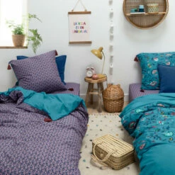 Housse De Couette Enfant Réversible Coton Et Lin Bombay