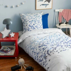 Housse De Couette Enfant Réversible Percale De Coton Abysse