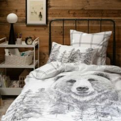 Housse De Couette Enfant Réversible Percale De Coton Grizzli