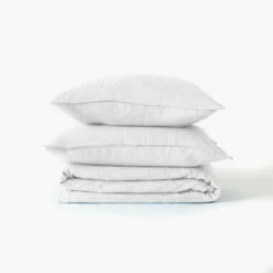 Housse De Couette Lin Et Coton Lavé Songe Blanc -feuille Soldes Magasin housse de couette lin et coton lave songe blanc 3