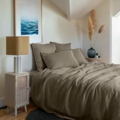 Housse De Couette Lin Et Coton Lavé Songe Taupe