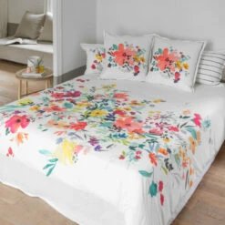 Housse De Couette Percale De Coton Imprimée Fleurs Ode