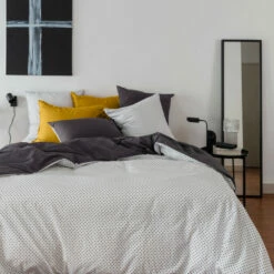 Housse De Couette Percale De Coton Neo Anthracite Géométrique