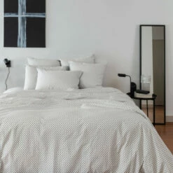 Housse De Couette Percale De Coton Neo Anthracite Géométrique -feuille Soldes Magasin housse de couette percale de coton neo anthracite geometrique 3