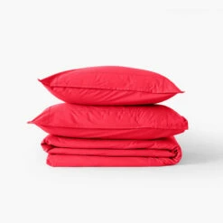 Housse De Couette Percale De Coton Neo Framboise -feuille Soldes Magasin housse de couette percale de coton neo framboise 3