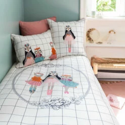 Housse De Couette Pur Coton Biologique Imprimée Animaux Et Fleurs Romance