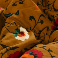 Housse De Couette Réversible Coton Et Lin Bukhara Curcuma -feuille Soldes Magasin housse de couette reversible coton et lin bukhara curcuma 2