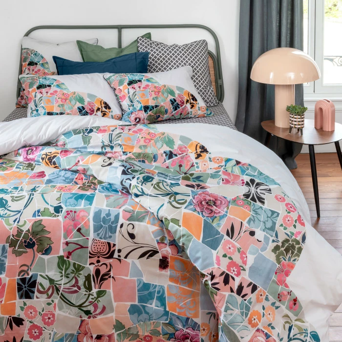 Housse De Couette Réversible Percale De Coton Azulejos 2 Housse De Couette Réversible Percale De Coton Azulejos – Image 2