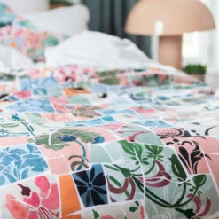 Housse De Couette Réversible Percale De Coton Azulejos 7 Housse De Couette Réversible Percale De Coton Azulejos -feuille Soldes Magasin housse de couette reversible percale de coton azulejos 3