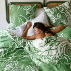 Housse De Couette Réversible Percale De Coton Bio Canopée -feuille Soldes Magasin housse de couette reversible percale de coton bio canopee 3