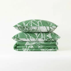 Housse De Couette Réversible Percale De Coton Bio Canopée -feuille Soldes Magasin housse de couette reversible percale de coton bio canopee 4