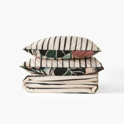 Housse De Couette Réversible Percale De Coton Bio Gisèle -feuille Soldes Magasin housse de couette reversible percale de coton bio gisele 3