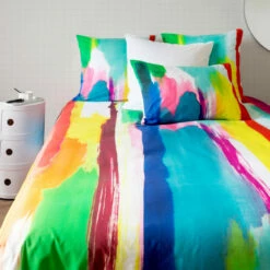 Housse De Couette Réversible Percale De Coton Capoeira Rayure