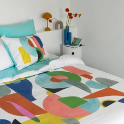 Housse De Couette Réversible Percale De Coton Circles -feuille Soldes Magasin housse de couette reversible percale de coton circles 1